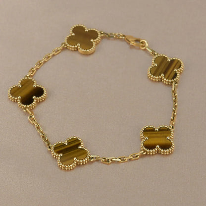 [LOXURA] CLOVER 5 MOTIFS TIGER EYE BRACELET COLLECTION