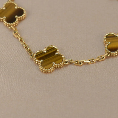 [LOXURA] CLOVER 5 MOTIFS TIGER EYE BRACELET COLLECTION