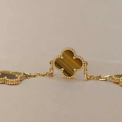 [LOXURA] CLOVER 5 MOTIFS TIGER EYE BRACELET COLLECTION