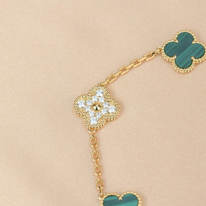 [LOXURA] CLOVER 5 MOTIF MALACHITE BRACELET COLLECTION
