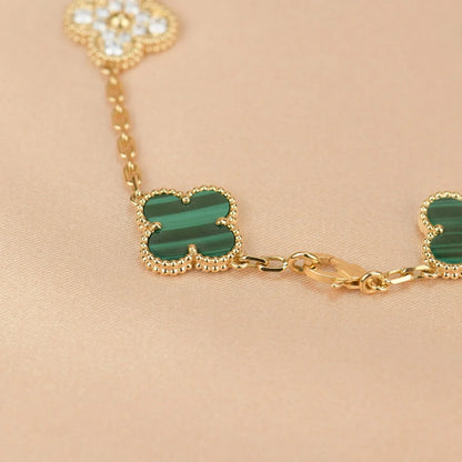 [LOXURA] CLOVER 5 MOTIF MALACHITE BRACELET COLLECTION
