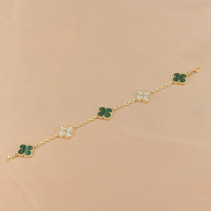 [LOXURA] CLOVER 5 MOTIF MALACHITE BRACELET COLLECTION