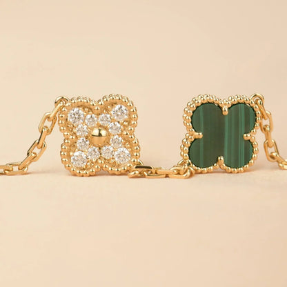 [LOXURA] CLOVER 5 MOTIF MALACHITE BRACELET COLLECTION