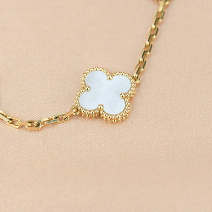 [LOXURA]CLOVER WHITE PEARL MOP 5 MOTIF BRACELET COLLECTION