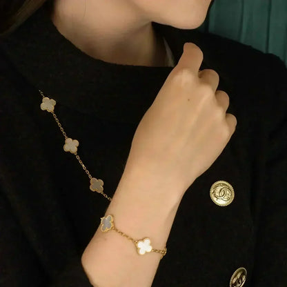 [LOXURA]CLOVER WHITE PEARL MOP 5 MOTIF BRACELET COLLECTION