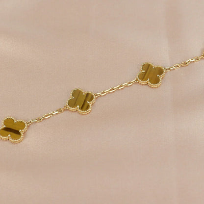 [LOXURA] CLOVER 5 MOTIFS TIGER EYE BRACELET COLLECTION