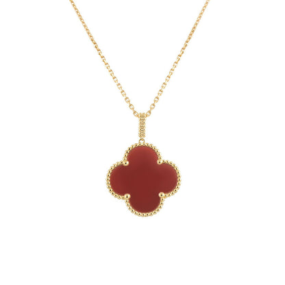 [LOXURA]CLOVER 25MM NECKLACE GOLD CARNELIAN