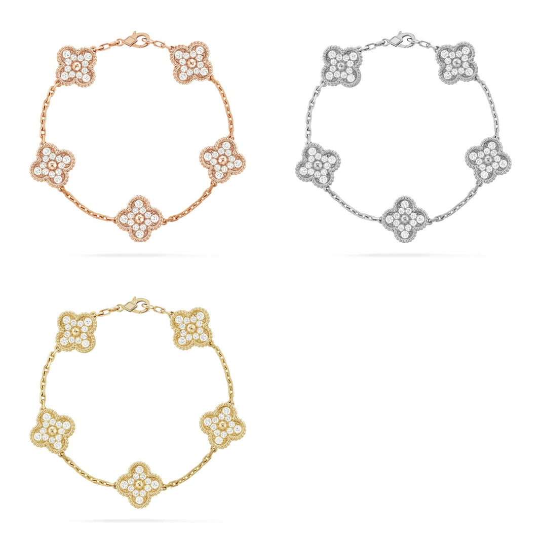 [LOXURA] CLOVER 5 MOTIF FULL DIAMOND BRACELET COLLECTION
