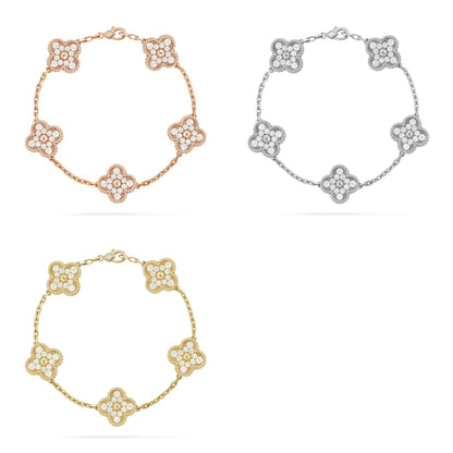 [LOXURA] CLOVER 5 MOTIF FULL DIAMOND BRACELET COLLECTION