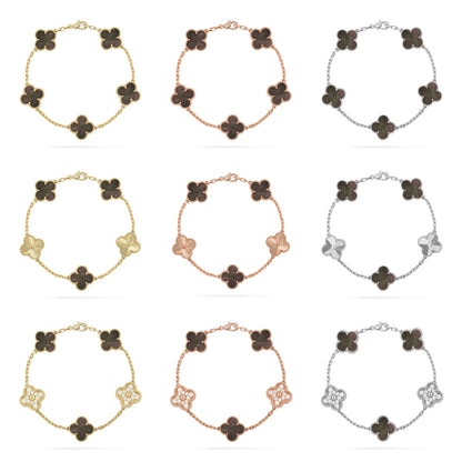 [LOXURA] CLOVER 5 MOTIF GRAY MOP BRACELET COLLECTION