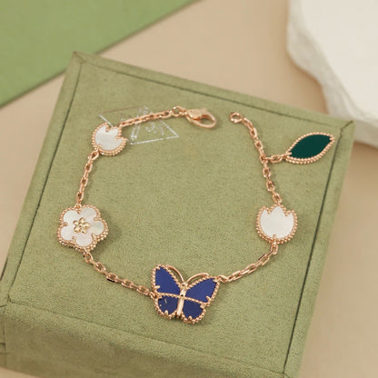 [LOXURA]LUCKY SPRING BUTTERFLY 5 MOTIF BRACELET