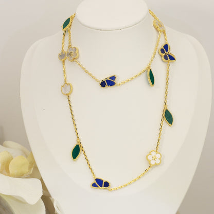 [LOXURA]LUCKY SPRING BUTTERFLY 15 FLOWER NECKLACE