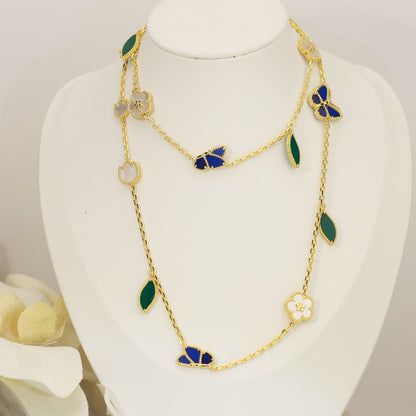 [LOXURA]LUCKY SPRING BUTTERFLY 15 FLOWER NECKLACE
