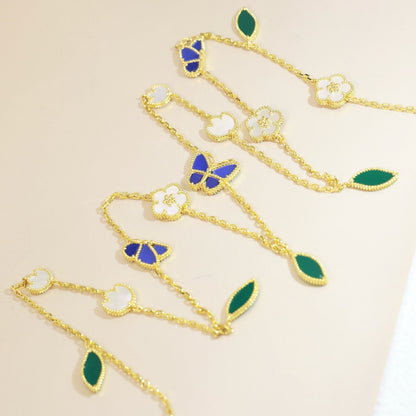 [LOXURA]LUCKY SPRING BUTTERFLY 15 FLOWER NECKLACE