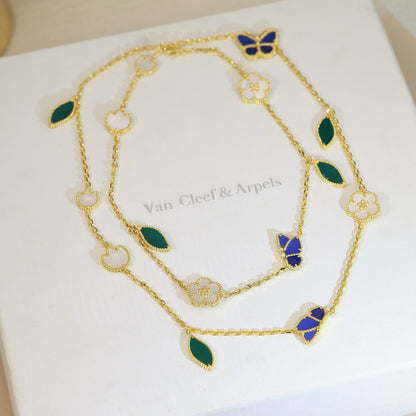 [LOXURA]LUCKY SPRING BUTTERFLY 15 FLOWER NECKLACE