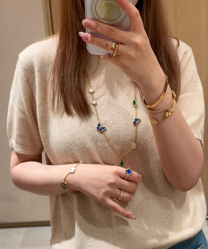 [LOXURA]LUCKY SPRING BUTTERFLY 15 FLOWER NECKLACE