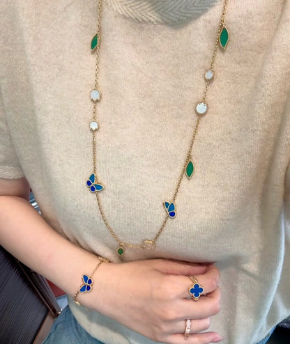 [LOXURA]LUCKY SPRING BUTTERFLY 15 FLOWER NECKLACE