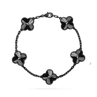 [LOXURA]CLOVER 5 MOTIF BLACK BRACELET