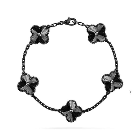 [LOXURA]CLOVER 5 MOTIF BLACK BRACELET