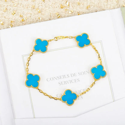 [LOXURA] CLOVER 5 MOTIF TURQUOISE BRACELET COLLECTION