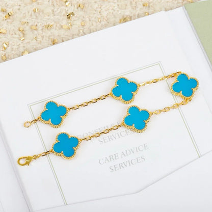 [LOXURA] CLOVER 5 MOTIF TURQUOISE BRACELET COLLECTION