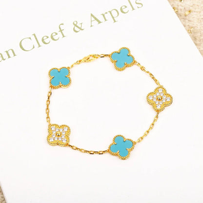 [LOXURA] CLOVER 5 MOTIF TURQUOISE BRACELET COLLECTION