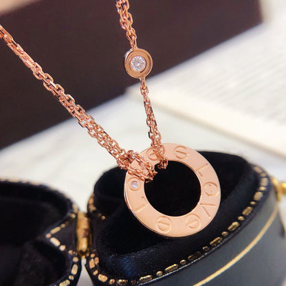 [LOXURA]LOVE NECKLACE 16MM 2 DIAMONDS