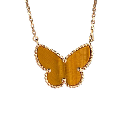 [LOXURA] TIGER__ EYE BUTTERFLY NECKLACE
