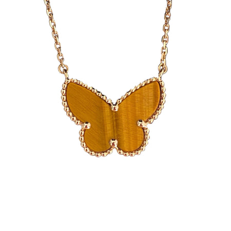 [LOXURA] TIGER__ EYE BUTTERFLY NECKLACE