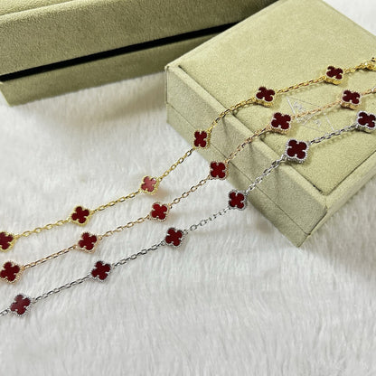 [LOXURA]CLOVER 6 MOTIF RED AGATE BRACELET