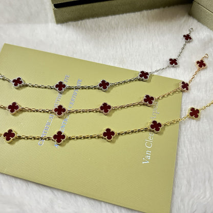 [LOXURA]CLOVER 6 MOTIF RED AGATE BRACELET