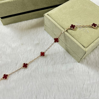 [LOXURA]CLOVER 6 MOTIF RED AGATE BRACELET
