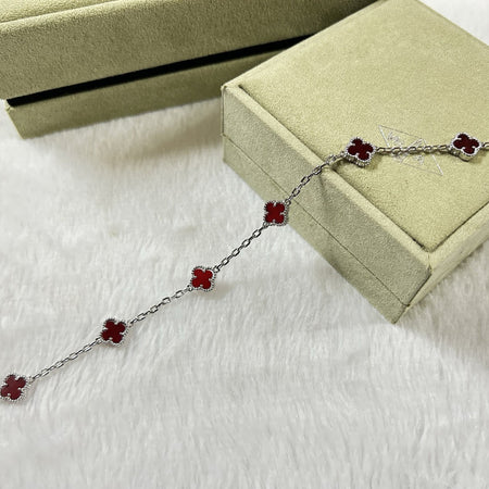 [LOXURA]CLOVER 6 MOTIF RED AGATE BRACELET
