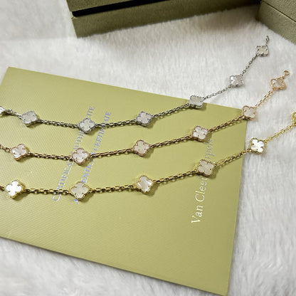 [LOXURA]CLOVER 6 MOTIF WHITE MOP BRACELET