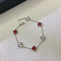 [LOXURA]CLOVER 6 MOTIF RED AGATE LASER BRACELET