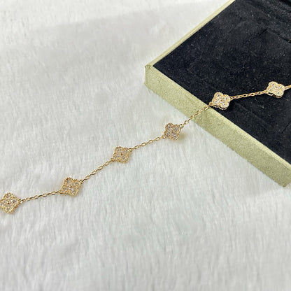 [LOXURA]CLOVER 6 MOTIF DIAMOND BRACELET
