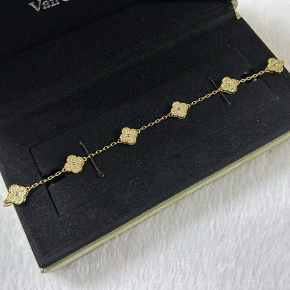 [LOXURA]CLOVER 6 MOTIF DIAMOND BRACELET