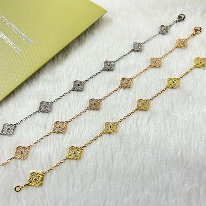 [LOXURA]CLOVER 6 MOTIF DIAMOND BRACELET