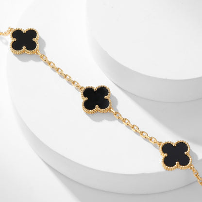 [LOXURA]CLOVER 10 MOTIFS ONYX NECKLACE