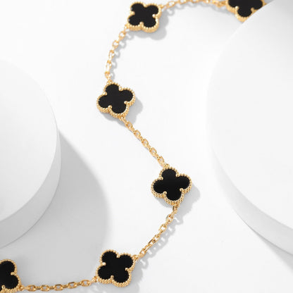 [LOXURA]CLOVER 10 MOTIFS ONYX NECKLACE