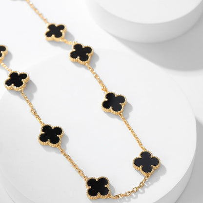 [LOXURA]CLOVER 10 MOTIFS ONYX NECKLACE