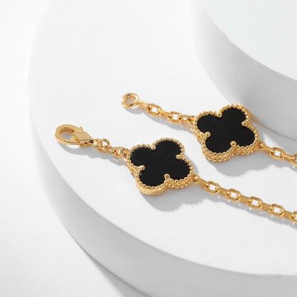 [LOXURA]CLOVER 10 MOTIFS ONYX NECKLACE