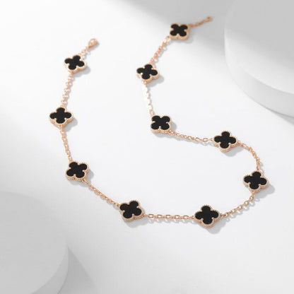 [LOXURA]CLOVER 10 MOTIFS ONYX NECKLACE