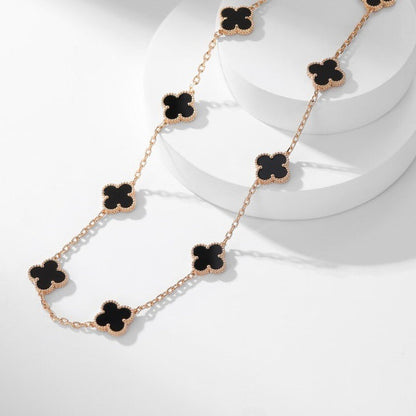 [LOXURA]CLOVER 10 MOTIFS ONYX NECKLACE