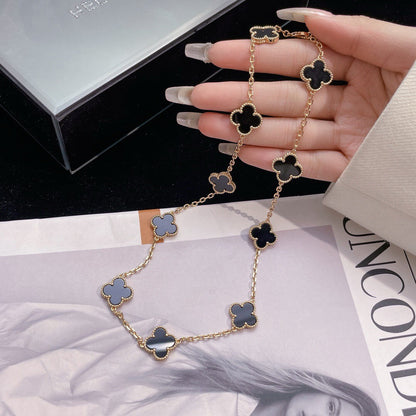 [LOXURA]CLOVER 10 MOTIFS ONYX NECKLACE