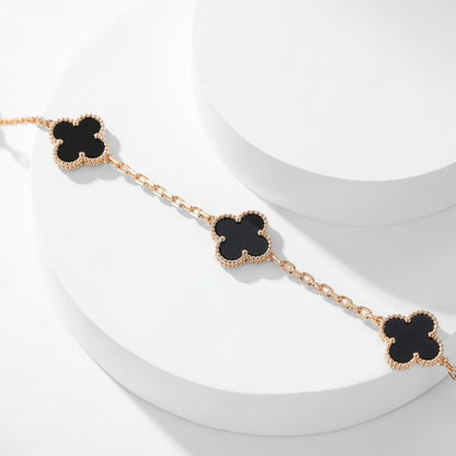 [LOXURA]CLOVER 10 MOTIFS ONYX NECKLACE