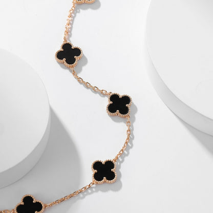 [LOXURA]CLOVER 10 MOTIFS ONYX NECKLACE