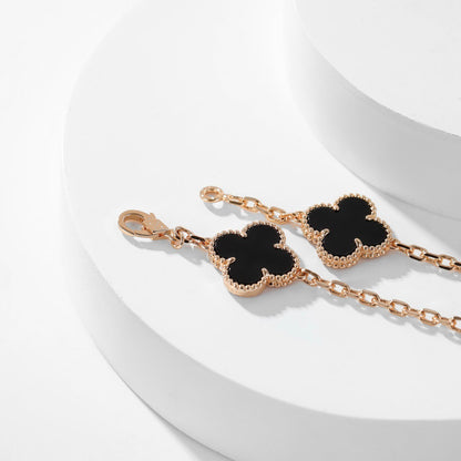 [LOXURA]CLOVER 10 MOTIFS ONYX NECKLACE