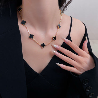 [LOXURA]CLOVER 10 MOTIFS ONYX NECKLACE