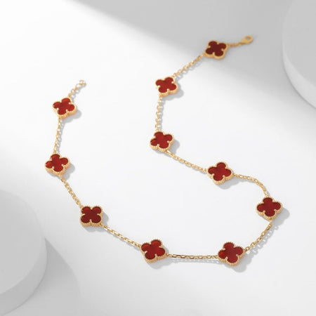 [LOXURA]CLOVER 10 MOTIFS CARNELIAN NECKLACE
